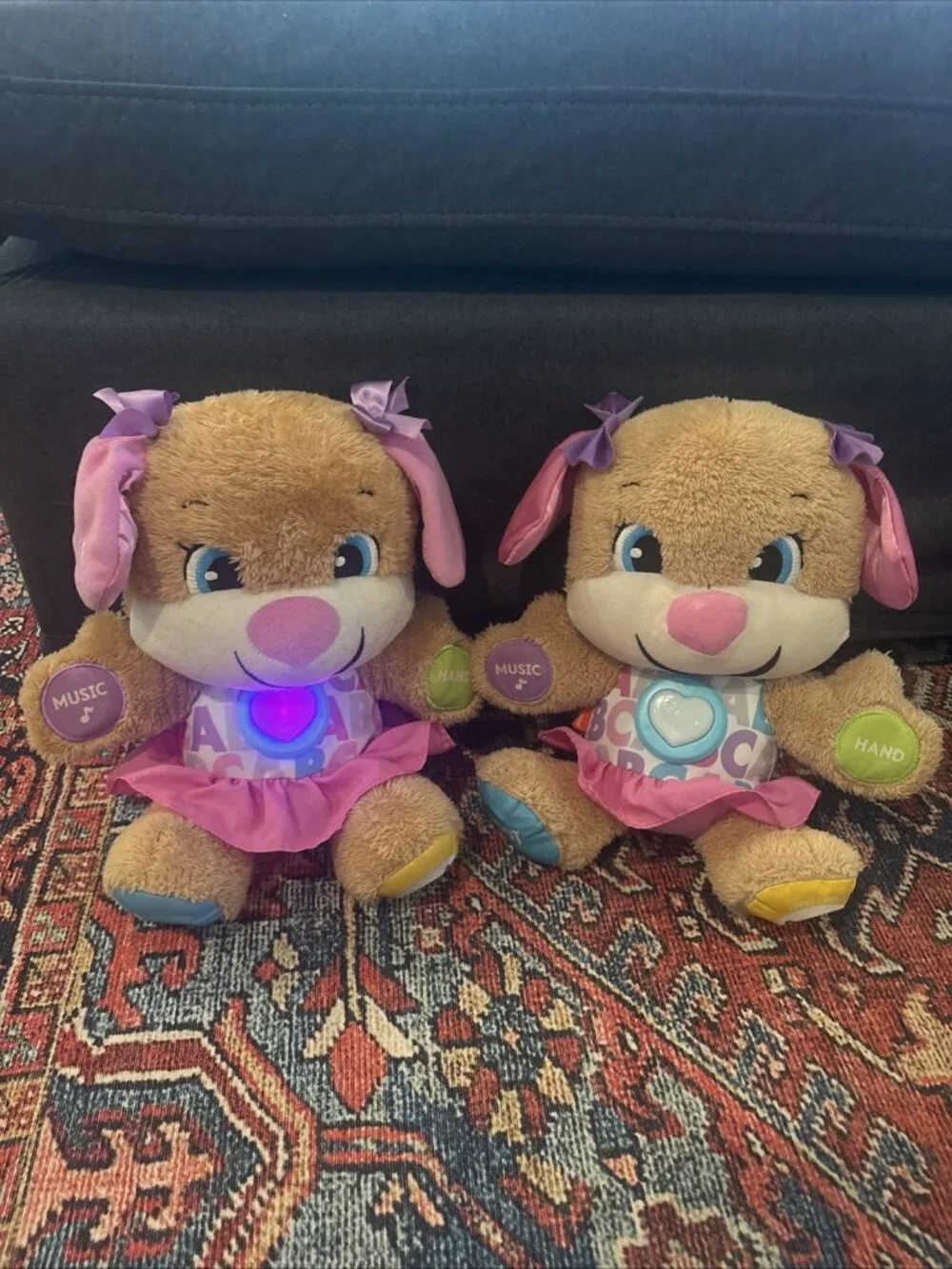 2 FISHER PRICE Laugh Learn Smart Stages Puppy Sis Toddler Learning Toy TWINS Lot